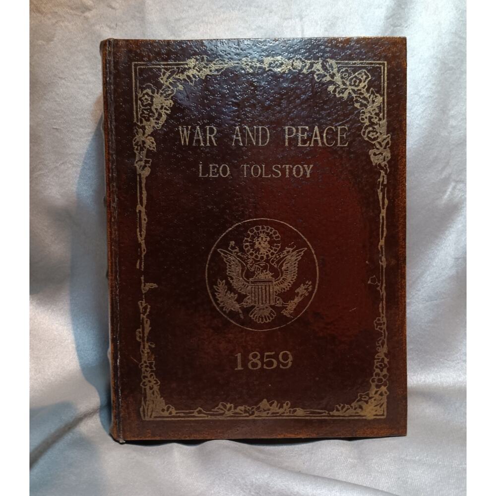 Wooden Decorative Storage Box Faux Book “War and Peace" LEO TOLSTOY 1859